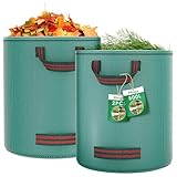 Pfloge® 2X 500L Gartenabfallsack, Gartensack mit 4 Griffe, Selbststehend, Wasserdicht, Laubsack Haltbar Korrosionsbeständig für Gartenabfälle und Grünschnitt