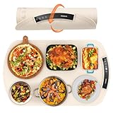 Accwork Wärmespeicherplatte für Buffet, Abendessen zu Hause, Party, 40-120℃ Warmhalteplatte für Speisen mit 6 Timern, Elektrischer Speisenwärmer Faltbare Silikon Heizplatte 65 x 40 cm