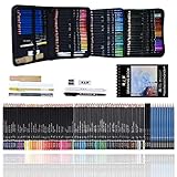 97 Zeichnung Skizze Coloring Set, Pro Art Supplies mit Skizzenbuch, 72 Soft Core Farbstifte, Skizze Holzkohle Bleistifte, Zeichensatz für Erwachsene Teens Anfänger