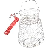 Cabilock Faltbarer Fischfangkorb aus Verschleißfestem Material Großer Fassungsvermögen Leicht und Tragbar Schnelltrocknendes Fischschutznetz für Angler Geeignet für Fluss Zufällige Farbe