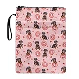 Sox Buchhülle für Mädchen, waschbar, Dackel, Donut, Bücher, Schutz, Pounch mit Reißverschluss