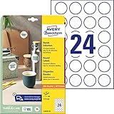 AVERY Zweckform Runde Etiketten L3415-10 (240 Aufkleber auf 10 Blatt, zum Bedrucken, selbstklebend, Ø 40 mm, A4, Klebepunkte zum Kennzeichnen von Unterlagen, Produkten) weiß