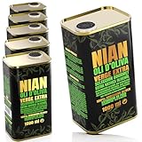 NIAN® extra natives Olivenöl 5 Liter [DAS OLIVENÖL DER STERNEKÖCHE] – 100% reinsortig, Arbequina Oliven der neuesten Ernte – 5x 1L Nachfüllkanister mit praktischem Ausgießer
