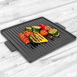 Kochmann Gusseisen Grillplatte 45 x 38 cm – beidseitig nutzbar – Hochwertige Grillpfanne für Outdoor-Küche, Gasgrill, Holzkohlegrill & offenes Feuer – Perfekte Hitzespeicherung - KEG05