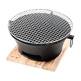 CMLLING Gusseisen-Holzkohlegrill, tragbarer Camping-Grill, tragbarer kleiner Holzkohlegrill, Campingkocher, langlebig (26 cm)