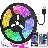 LED Strip 5m USB, RGB LED Streifen, Farbwechsel LED Lichterkette mit Fernbedienung, App-steuerung, Musikmodus, Timer-Einstellung, LED Band für Haus Schlafzimmer TV KücheDeko…