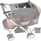 CaiTang Sonnensegel Kinderwagen, Sonnensegel Kinderwagen mit Sichtfenster, Verstellbar Sonnenschutz für Kinderwagen Buggy, Universal Sonnensegel für Kinderwagen mit UV Schutz 50+ und Wasserdicht, Grau