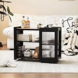 Schmaler Beistelltisch mit Rädern, Beistelltisch aus Holz und gehärtetem Glas, beweglicher Sofa-Seitenschrank für kleine Räume, Wohnzimmer, vielseitig einsetzbar