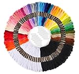 52 Farben Stickgarn Set, Enthält 50 Farbige Strickgarn und 30 Schwarze und Weiße Fäden,Sehr Gut Geeignet für Die Herstellung von Freundschaftsbänder Knüpfen,Stickereien und Kreuzstichen