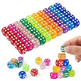 50 Stück Würfel Set, 14mm Spielwürfel, Acryl Würfel Bunt mit Runden Ecken für Würfelspiele Tischspiele Bar KTV Party Tutoring, 10 Farben mit Aufbewahrungsbox