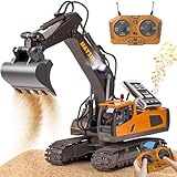 maysida Ferngesteuerter Bagger Spielzeug mit Licht & Sound für Jungen 3-12 Jahre, 2,4 GHz RC Bagger mit Metallschaufel & 680°Drehung für Kinder, Jungen Geschenk für Geburtstag/Weihnachten