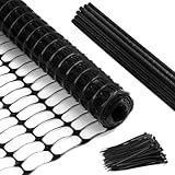 Signstek Begrenzungszaun, mobiler Zaun 25m lang,100 cm hoch, 25×115cm hoch Pfähle, 100×Kabelbindern, Hundezaun Hühnerzaun Gartenzaun, Schwarz