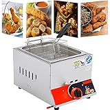 Askelierg Kommerzielle Gasfritteuse, 22 l, große Kapazität, Dual-Fritteuse, Edelstahl, abnehmbare Körbe, verstellbare Feuerkraft