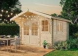 Alpholz Gartenhaus Gabriel-34 300 x 400 cm Gartenhaus aus Holz, Holzhaus mit 34 mm Wandstärke, Blockbohlenhaus mit Montagematerial