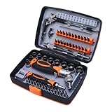 Pongnas 68-in-1 Ratschenschraubendreher-Set, 50 Cr V-Stahl-Bits, 10 Sechskantschlüsselköpfe, Magnetische Spitze mit Ergonomischem Gummigriff für Reparaturen zu Hause, Autoreparatur,