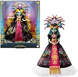 Monster High Puppe, Skelita Calaveras Día de Muertos 2025 Sammelfigur, Robe im Aztekenstil mit bunten Accessoires wie Kopfschmuck und Halskette, JDR63