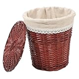 PartyKindom Gewobener Wäschekorb mit Deckel Handgefertigter Aufbewahrungsbehälter aus Rattan für Schmutzige Kleidung für Schlafzimmer Badezimmer und Waschküche