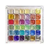 Glitzer-Aquarellfarbe, 36 Farben Glitzer-Aquarell-Set, Reise-Aquarell-Set mit Magnetetui, kompaktes Aquarell-Set für Künstler