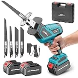 Yofuly Akku Säbelsäge für Ma-kkita 18V 21V Akku, Reciprosäge mit 2x 3000mAh Akku und Ladegerät, Elektrisch Fuchsschwanz Säge mit 3500SPM 6 Variabler Drehzahl Universalsäge für Holz, Metall
