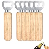 Royouzi 6 Stück Flaschenöffner, Bottle Opener, ​Holz Bieröffner Holzgriff Tragbare, Naturholz Kronkorkenöffner für Startseite, Pub, Outdoor, Männer (6PCS-Holzfarbe)