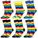 Jeasona 6 Paare Socken Damen 35-38 Bunt Bunte Socken Damen 35-38 Baumwolle Socken Damen Bunt Uni Ringelsocken Damen Strümpfe Damensocken 35-38 Bunt