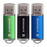 USB Stick 3 Stück 16GB USB 2.0-Flash-Laufwerke Thumb Drive Pen Drive von SIMMAX (16GB Grün Schwarz Blau)