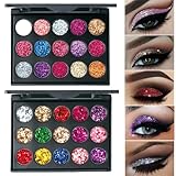 Nivofu 2 Stücke Glitzer Lidschatten Palette, 30 Farben Lidschattenpalette Bunt, Glitzer Make-up Palette Langlebig Wasserdicht, Eyeshadow Palette Schimmernde, Augenpalette, Schminkpalette