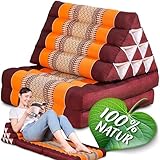 Namasdee Thaikissen 2 Auflagen 120x50x8cm mit 100% natürlicher Kapokfüllung (Orange)