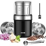 KYG Kaffeemühle Elektrisch mit 2 Abnehmbarer Edelstahlbehälter, 300W Kaffeebohnenmühle elektrisch, Gewürzmühle mit 100g Füllmenge, für Kaffeebohnen, Kräuter, Nüsse, Körner