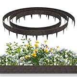 NAIZY Rasenkante Kunstoff 10 m Beeteinfassung Steinimitatziegel, Beeteinfassung mit Stifte Mähkante biegbarer schneibar Natürlich Gartenpalisade 100x20cm/Stück Beetzaun, Braun