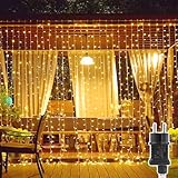 Artrastar Lichtervorhang Innen 3x2m 200 LED Lichterkette Vorhang Aussen mit Stecker 8 Modi für Gardine,Wand,Schlafzimmer,Hochzeit,Party und Weihnachtsdeko