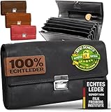 FLEXIBILITE Profi Kellner Geldbörse 100% Wasser Büffel [2026] Echt Leder - Version mit verstärkten RFID Schutz -Geldbeutel Bedienungsgeldbeutel Taxi Portemonnaie Kellnerportemonnaie Schwarz