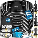 MASKO® Premium Rohrreinigungsschlauch Set Abflussreiniger 30m, 200 bar inkl. Tasche 3 Adapter 2 Düsen rotierend kompatibel mit Kärcher k2-k7 LAVOR Hochdruckreiniger Rohrreinigungsset + Handschuhe