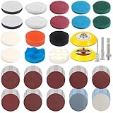 Polieraufsatz Akkuschrauber, mit 100 Stück Schleifpapier Klett 3 Zoll 75mm Körnung 60 80 150 240 400 800 1200 2000 3000 5000 Schleifscheiben Pad Kit usw Polierpad Adapter