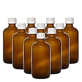 10x Apothekenfläschchen 100ml aus Braunglas mit weissem Schraubverschluss