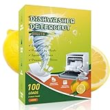 Allisway Spülmaschinen Blätter, Spülmittel Blätter, Waschblätter, Spülmaschinenreinigung, Mehrfach-Fleckenentfernung, Starke Reinigung, Schnell Auflösend, 100 Spülgänge, Zitronenduft