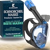 Khroom Schnorchelmaske Erwachsene Vollmaske | In Höhle der Löwen vorgestellt | Unsere Beste CO2 sichere Tauchermaske Seaview Pro zum Schnorcheln | Vollgesichtsmaske Schnorchelmaske (L/XL, Blau)