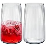 KONZEPT Gläser Set 6 teilig mit Rillenstruktur (480 ml), Trinkgläser hohe Qualität und elegantes Design, leicht & stabil, ideal für kalte Getränke, spülmaschinenfest