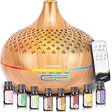 ZOVHYYA Aroma Diffuser 500 ml Diffuser Luftbefeuchter Aromatherapie-Diffuser 14 LEDs mit Fernbedienung 3 Timer und automatische Abschaltung für Wohnzimmer, Schlafzimmer, Yoga, als