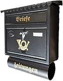 Naturholz-Schreinermeister XXL Briefkasten Anthrazit mit Zeitungsrolle Flachdach Katalogeinwurf Zeitungsfach