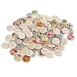 ANKROYU Bedruckte Holzknöpfe, bunt, Mini, rund, zum Selbermachen, Basteln, Nähen, Knöpfe für Kleidung, Taschen, Handwerk, Dekoration, synthetisches Holz, 100 Stück, 1,5 cm (Log Color Blumen 100 Stück