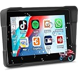 Tragbarer Motorrad-Carplay-Bildschirm mit drahtlosem CarPlay Android Auto, 5-Zoll IP67 wasserdichter Motorrad-GPS-CarPlay-Bildschirm unterstützt Bluetooth, Mirrorlink, EQ, TF Port, Siri