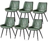 Esszimmerstühle 6er Set, PU-Leder mit Rückenlehne & Gepolsterter Sitz, Stilvolle Metallbeine für Küche, Wohnzimmer, Lounge, Theke