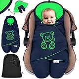 KIDIZ® Baby Einschlagdecke Babyschale Winter Herbst Babydecke mit Tasche Universal Fußsack kompatibel mit Maxi-Cosi, Römer, Buggy, Kinderwagen & Autositz isolierend gegen Wind, Nässe & Kälte