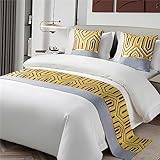 Luxuriöser goldfarbener Diamant-Bettläufer mit Kissen, weich, bequem, Sommer-Bettwäsche, Dekor für Hotels und Zuhause, modern, 50 x 210 cm + 50 x 50 cm, stilvoller Bettschal für Queen-Size-Bett