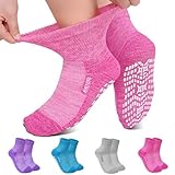 LOFIR Bambus Diabetiker Socken Damen: Diabetikersocken Ohne Gummibund Extra Weite Breiter Stoppersocken ABS Antirutschsocken für Senioren Geschwollene 4 Paar Mehrfarbig 39-42