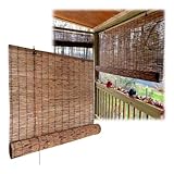 Bambus Lichtfilter Rollos Innen Verdunklungs Raffrollo für Fenster, Bambusrollo Aussenbereich Sonnenschutz Rollos für Balkon/Terrasse Sichtschutz Rollo Bambus