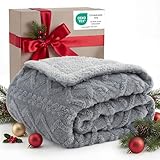 BEDSURE Kuscheldecke Decke Sofa Strickdecke - Wohndecken kuscheldecken 150x200, Sofadecke Doppelgesicht Extra Weich, Flauschig Wohnzimmer, Wolldecke Grau, Couchdecke Sofa überwurfdecke