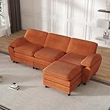 Modulares 3-in-1 Kombi-Sofa mit abnehmbarem Osmane – L-Form Sofa in Samtoptik, 258cm Breite, ergonomischer Komfort für Wohnzimmer, Büro & Mehr (Grau)