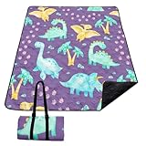 BSNTHO Cartoon Dinosaurier Outdoor Picknickdecken Jurassic Wasserdichte Picknickdecken 60x80 Zoll Große Sanddichte Stranddecke Faltbare Outdoor Decke für Camping auf Gras Picknickmatte